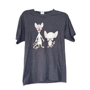 Pinky & The Brain Bleu/Grey Cartoon Cotton 90's Cotton T-shirt
